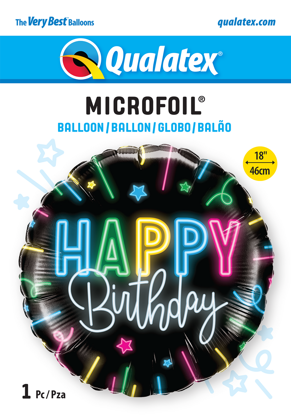 Happy Birthday Neon Glow folieballong 18"/46cm