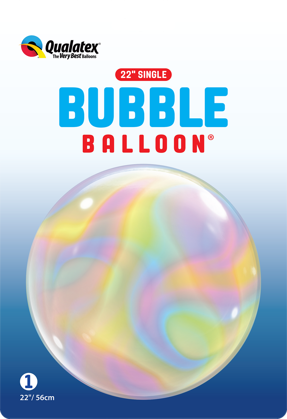 Fargerik bubble ballong 22"/56cm