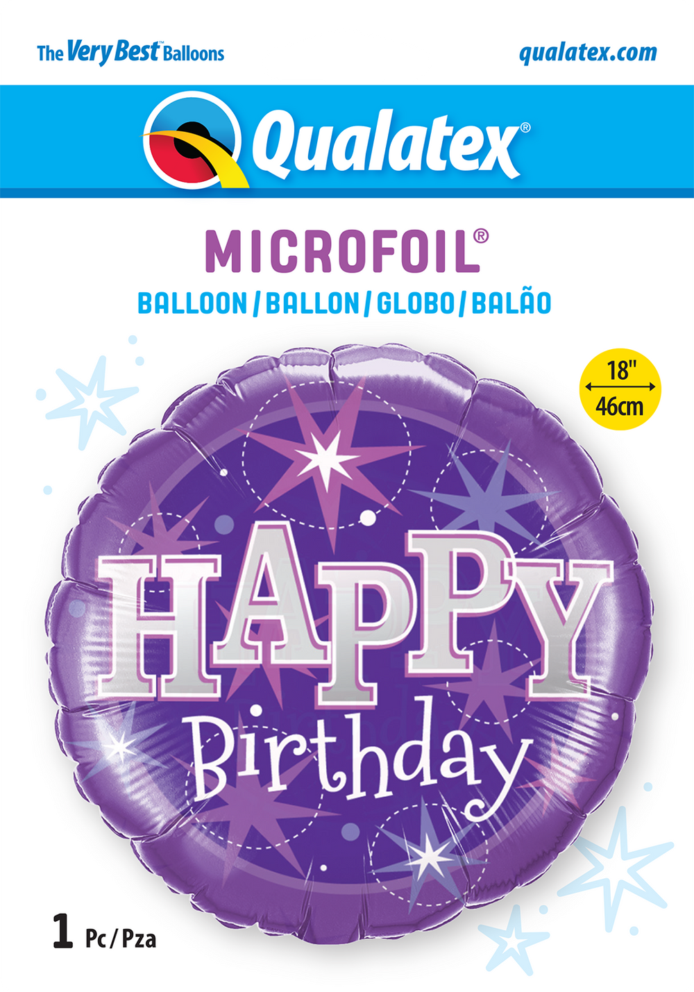 Birthday Purple Sparkle folieballong 18"/46cm