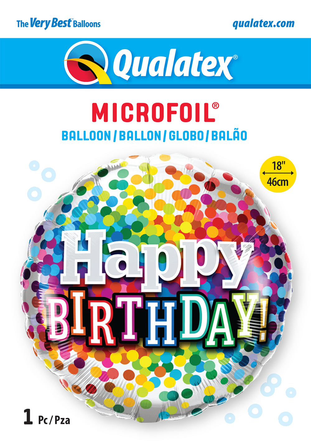 Birthday Rainbow Confetti folieballong 18"/46cm