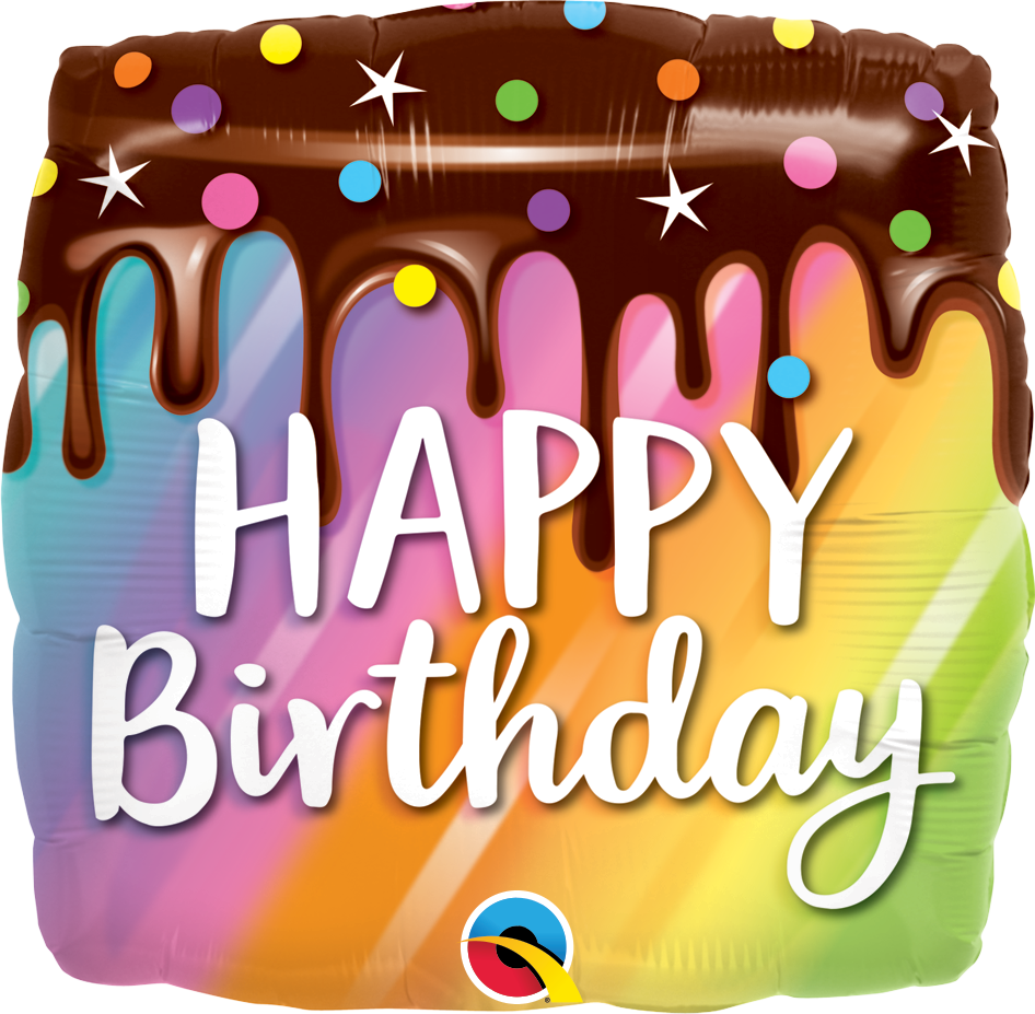 Birthday Rainbow Drip Cake folieballong