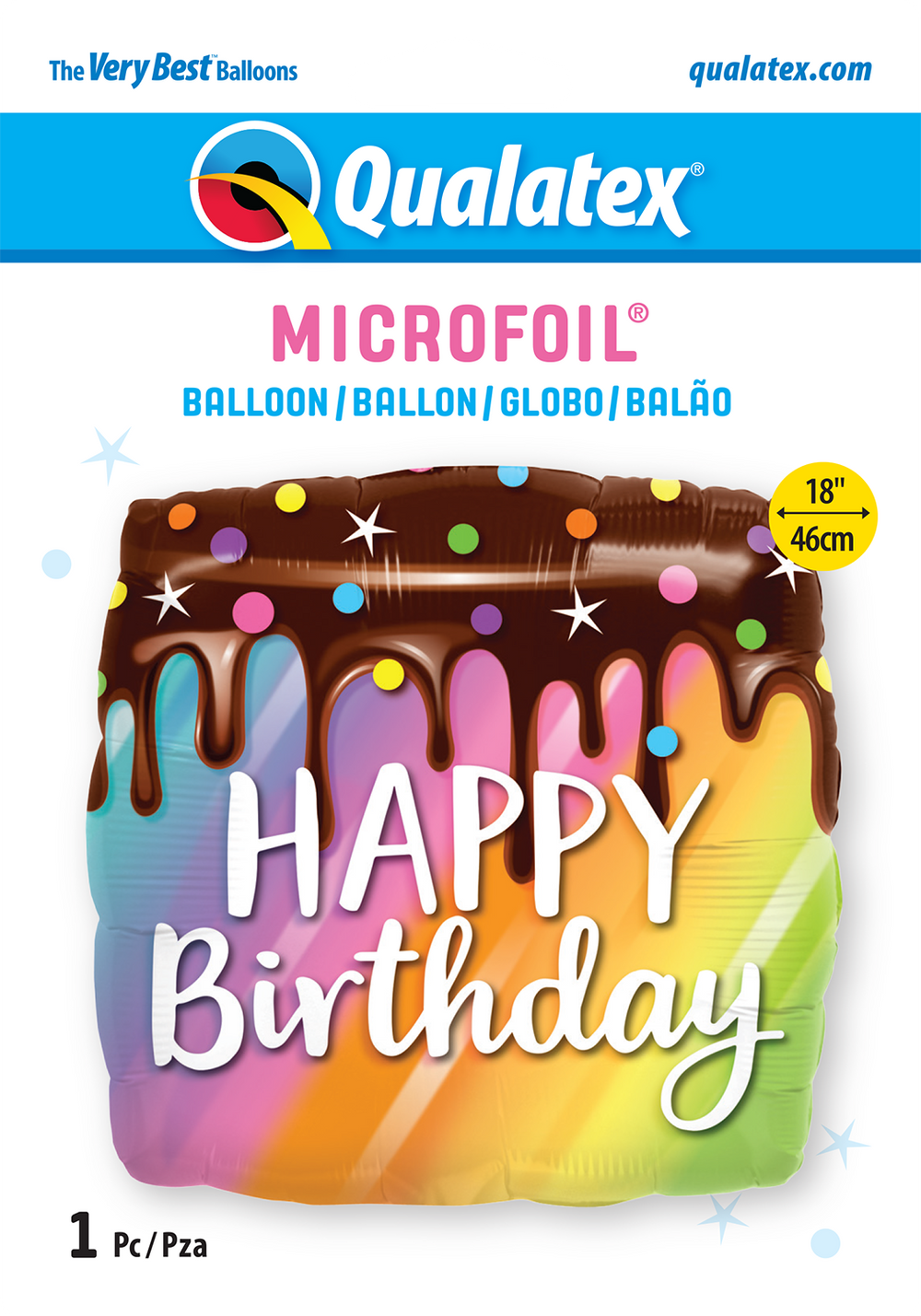 Birthday Rainbow Drip Cake folieballong 18"/46cm