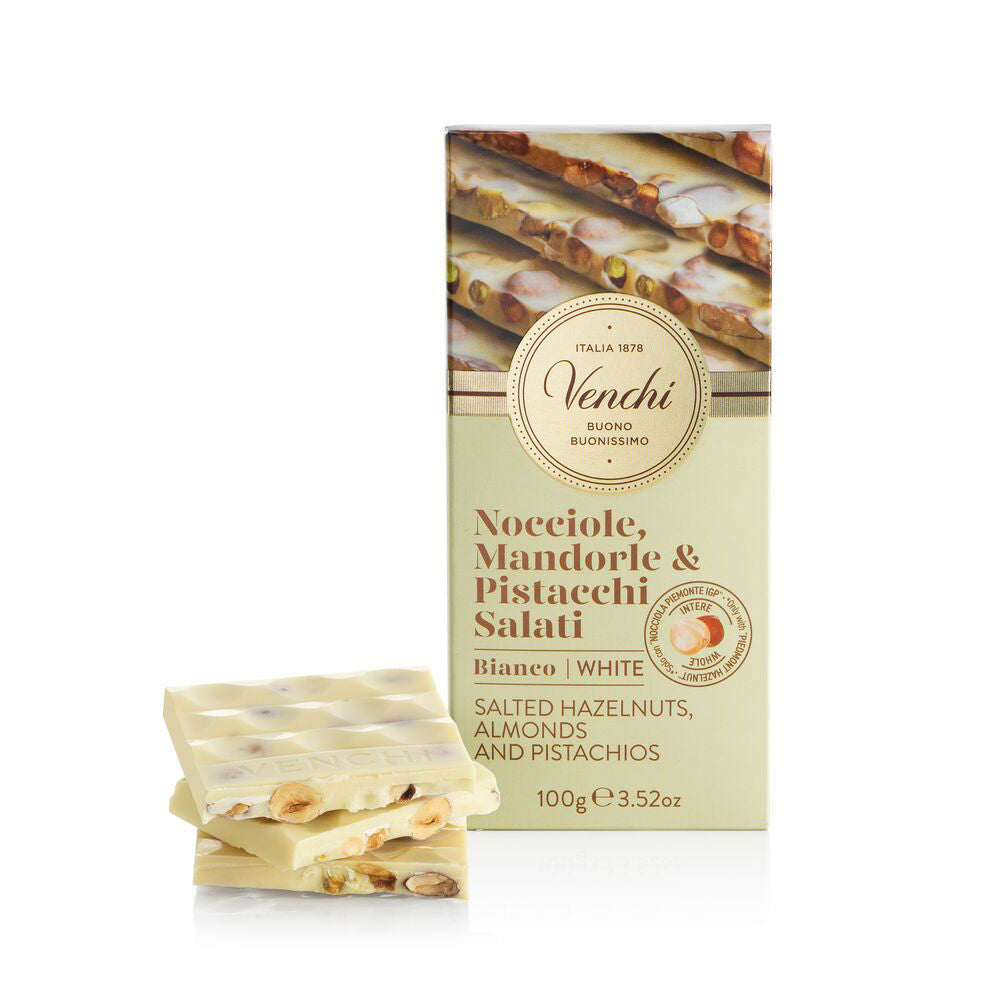 Venchi Hvit Sjokolade med Saltede Nøtter 100g
