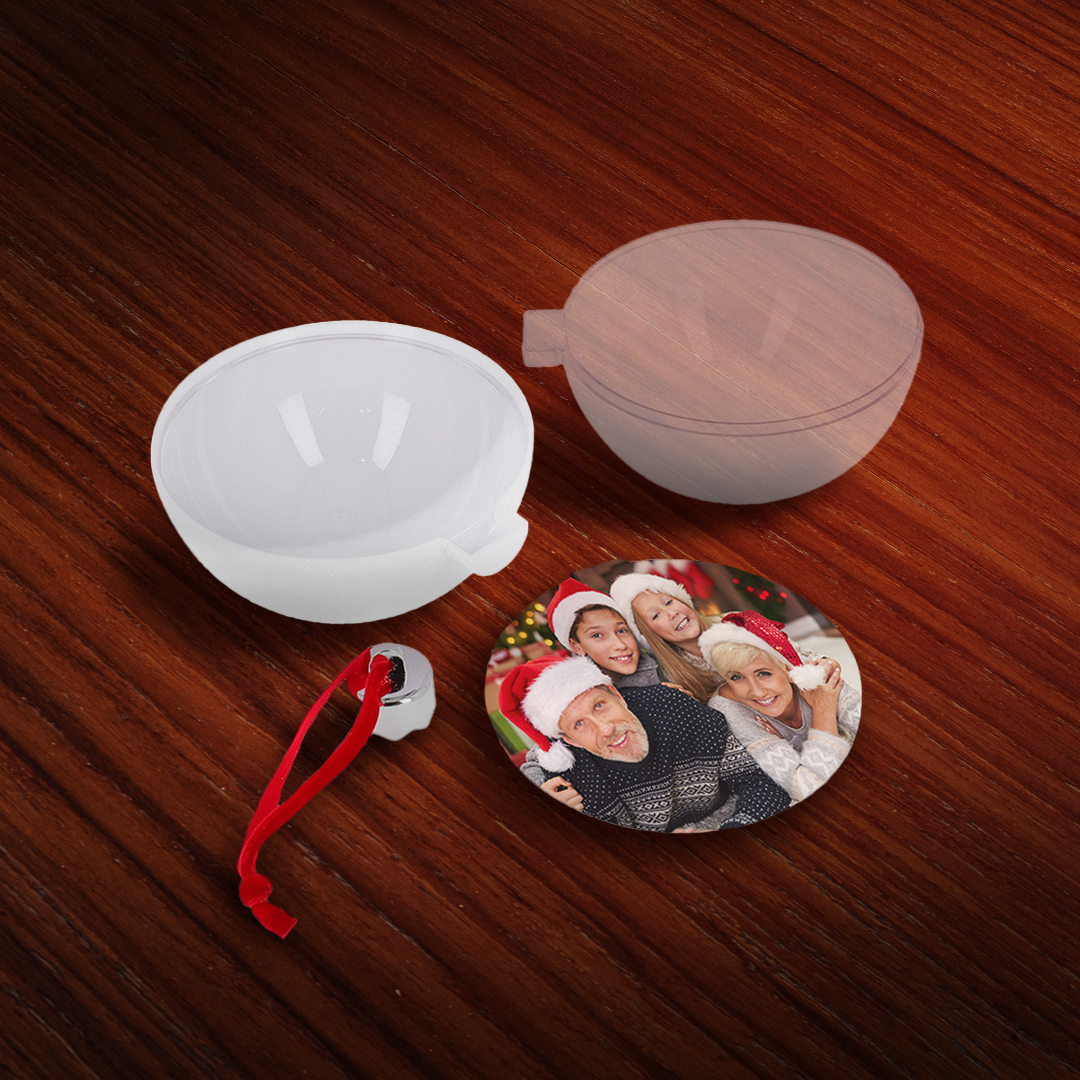 Personlig julekule med foto – Hvit Ø10cm