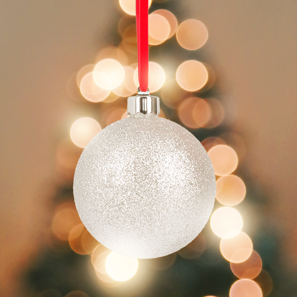 Personlig julekule med foto – Hvit Ø10cm