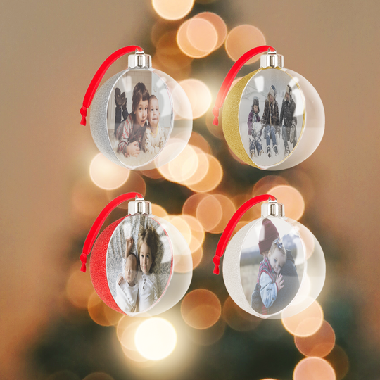 Personlig julekule med foto – Hvit Ø10cm