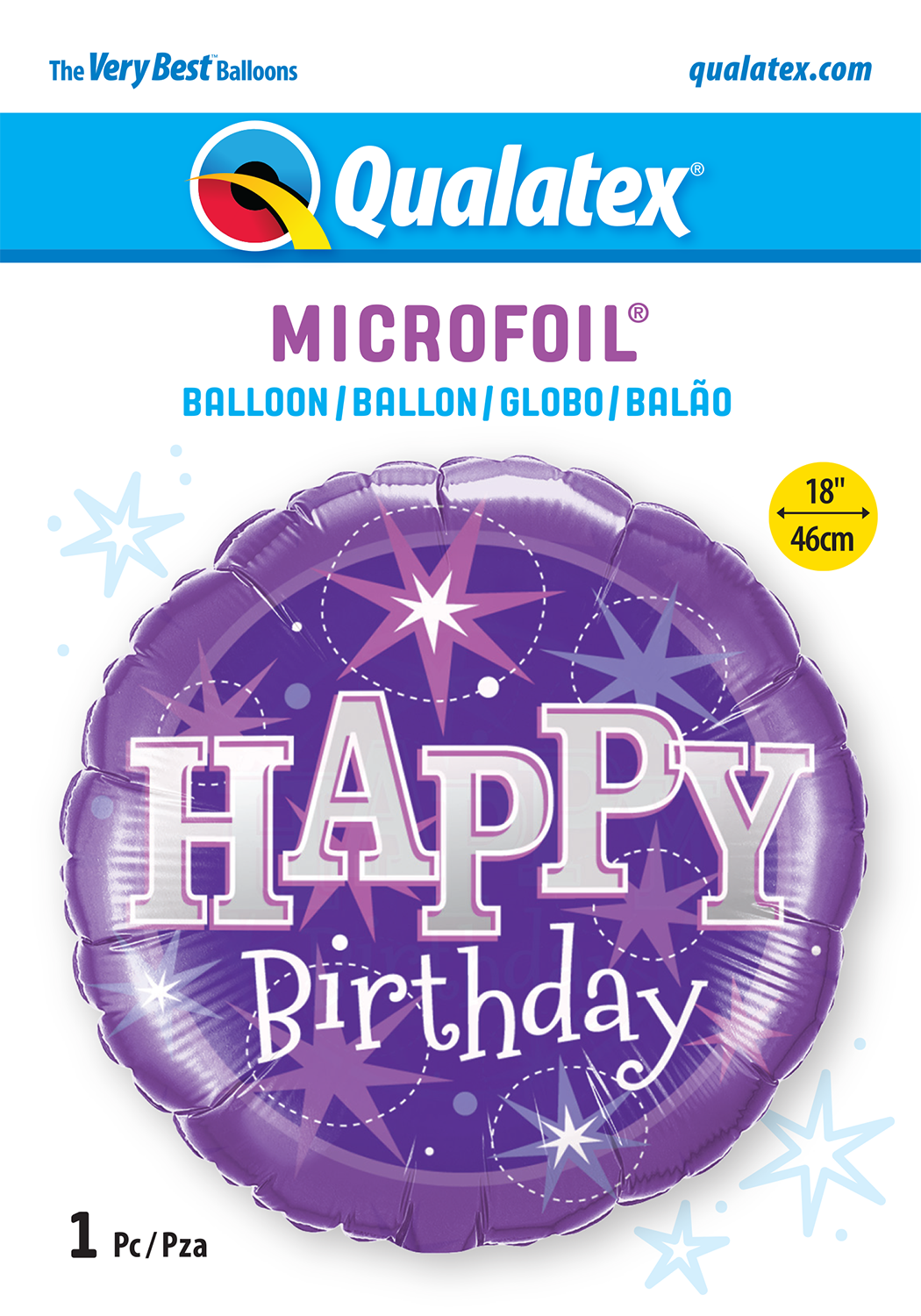 Birthday Purple Sparkle folieballong 18"/46cm