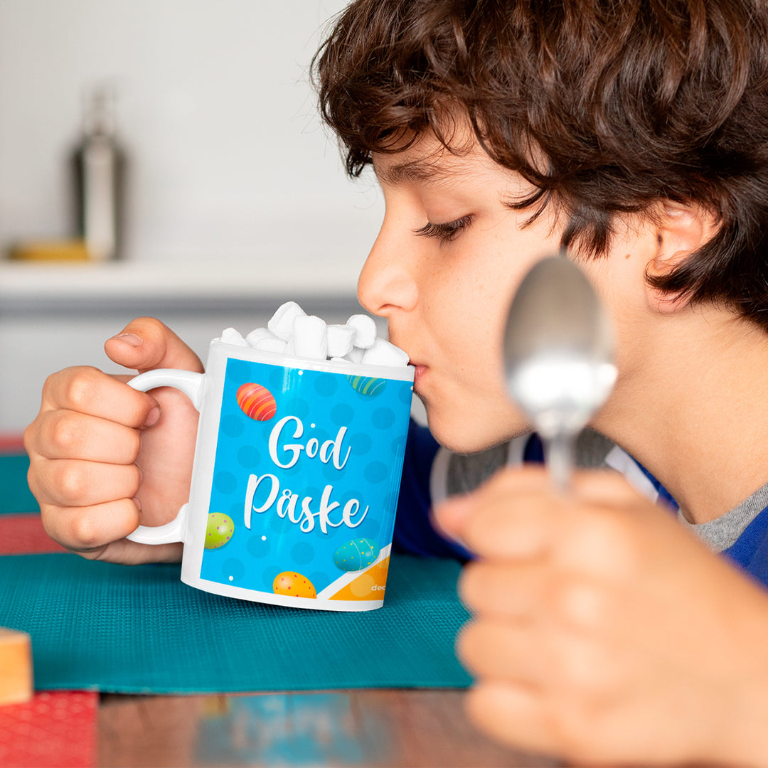 Påskepose til gutt - Håndlaget kopp og påskeegg fylt med masse godteri