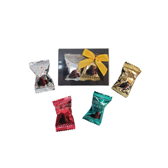 Sjokoladetrøfler i eske og enkeltbiter i flere smaker