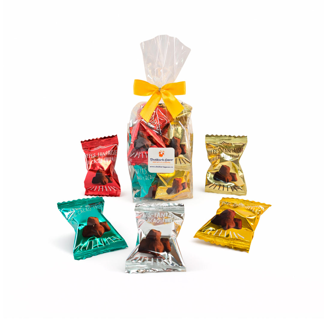 sjokoladetrøfler i flere smaker i påskepose gave